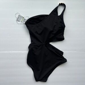 Michael‎ Kors Swimsuit Woman's  Size  8 Black One Shoulder Cut Out One Piece